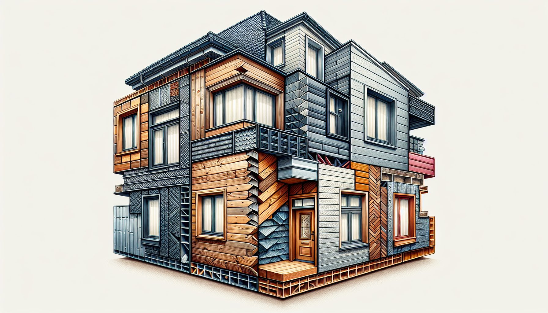 Illustration of a house with external cladding